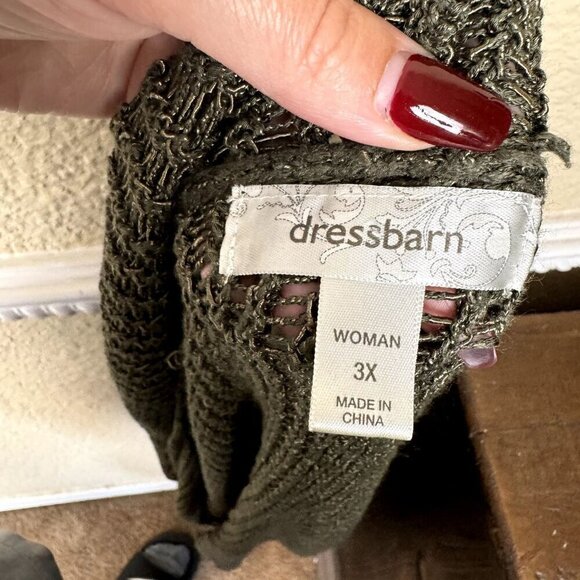 Dressbarn Woman 3X Dark Green Loose Knit Cardigan Cottage Core Comfy Grunge - Picture 6 of 7
